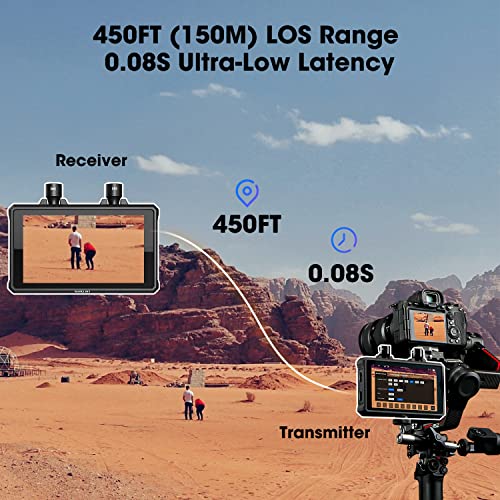 Hollyland Mars M1 Camera Field Monitor 4K HDMI & SDI Video Transmission System 150m Range 0.08s Latency FHD 1920x1080 1000nit 5.5" Touch 3D LUT APP Monitoring DC-Out Interface (1 Set)