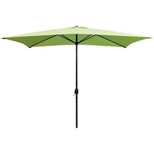 abble outdoor patio umbrella 10 ft x 6.5 ft rectangular with crank weather resistant uv protection water repellent durable 6 sturdy steel ribs with easy handle crank, market outdoor table umbrella for garden, lawn, deck, backyard and pool side,lime green