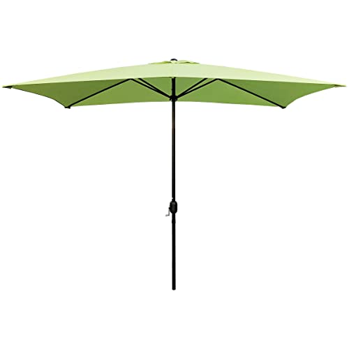 ABBLE Outdoor Patio Umbrella 10 Ft x 6.5 Ft Rectangular with Crank Weather Resistant UV Protection Water Repellent Durable 6 Sturdy Steel Ribs with Easy Handle Crank, Market Outdoor Table Umbrella for Garden, Lawn, Deck, Backyard and Pool Side,Lime Green