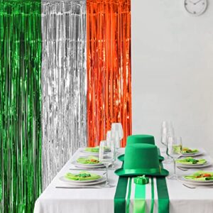 lolstar 1 pack st. patrick’s day foil fringe curtains st patricks day party decoration 3.3×8.2 ft green white orange tinsel fringe curtain photo booth prop streamer backdrop for irish party decoration