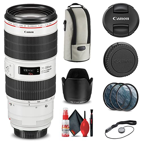 Canon EF 70-200mm f/2.8L is III USM Lens (3044C002) + Filter Kit + Cap Keeper + Cleaning Kit + More (Renewed)