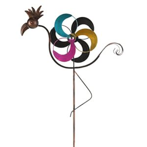jemeni metal bird windspinner yard outdoor garden stake decoration art, 52″ h