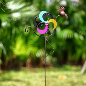 Jemeni Metal Bird Windspinner Yard Outdoor Garden Stake Decoration Art, 52" H