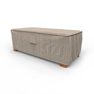 budge p4a04pm1 english garden slim patio ottoman/coffee table cover heavy duty and waterproof, large, two-tone tan