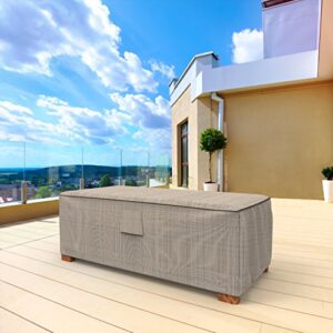 Budge P4A04PM1 English Garden Slim Patio Ottoman/Coffee Table Cover Heavy Duty and Waterproof, Large, Two-Tone Tan