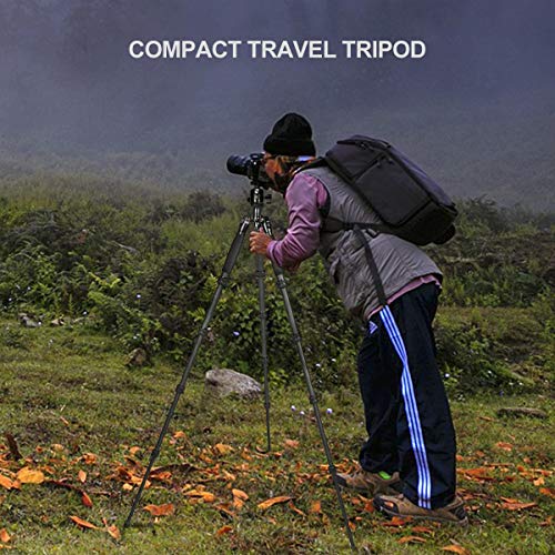 SIRUI Carbon Fiber Travel Tripod Compact Lightweight Slik Tripod with B00K Head, Arca Swiss Plate, Load 8kg/17.6lbs, Weight 2lbs, Folded Height 13" (Traveler 5CX)