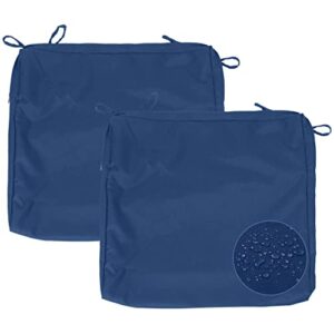 Leeymoo Outdoor Cushion Replacement Covers, Water Repellent Patio Seat Cushion Covers-Only Covers (20"x20"x2" 2 Pack Navy)