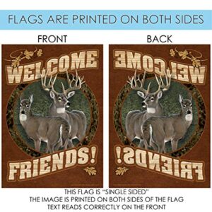 Toland Home Garden 110021 Welcome Deer Flag, Garden 12.5" x18", Double Sided for Outdoor House Yard Decoration