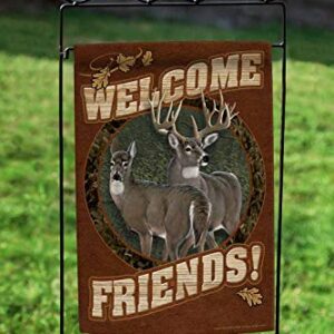 Toland Home Garden 110021 Welcome Deer Flag, Garden 12.5" x18", Double Sided for Outdoor House Yard Decoration