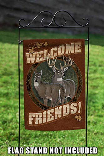 Toland Home Garden 110021 Welcome Deer Flag, Garden 12.5" x18", Double Sided for Outdoor House Yard Decoration