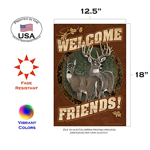 Toland Home Garden 110021 Welcome Deer Flag, Garden 12.5" x18", Double Sided for Outdoor House Yard Decoration