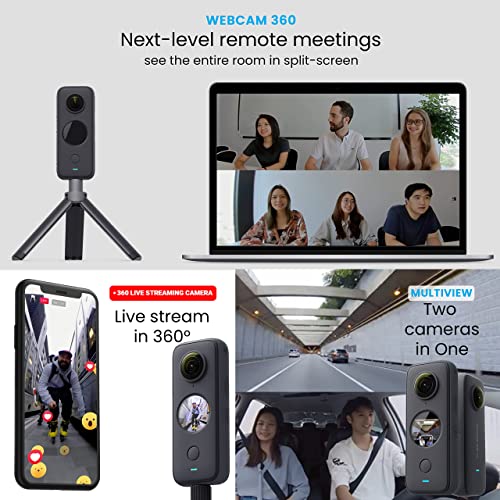 insta360 ONE X2 Waterproof Action Pocket Camera + SanDisk 64GB Extreme Memory Card + Handheld Monopod (extends to 43in) - Great Starter Bundle!, 5.7K