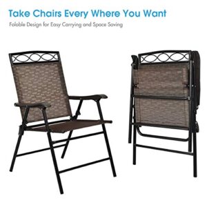 S AFSTAR 3-Piece Bistro Set, Patio Dining Furniture Set, Round Textured Glass Tabletop w/Umbrella Hole, Outdoor Conversation Set for Backyard Garden Poolside