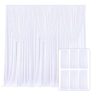 6 panels white backdrop curtain for parties wedding wrinkle free white photo curtains backdrop drapes fabric decoration for baby shower 30ft(w) x 10ft(h)