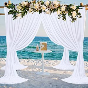 6 Panels White Backdrop Curtain for Parties Wedding Wrinkle Free White Photo Curtains Backdrop Drapes Fabric Decoration for Baby Shower 30ft(W) x 10ft(H)