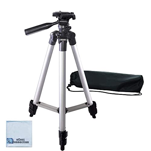 50 Inch Aluminum Camera Tripod for Canon, Nikon, Sony, Samsung, Olympus, Panasonic & Pentax + eCost Microfiber