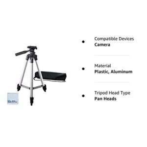 50 Inch Aluminum Camera Tripod for Canon, Nikon, Sony, Samsung, Olympus, Panasonic & Pentax + eCost Microfiber