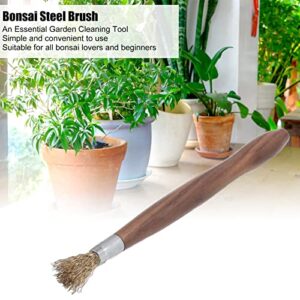 Wooden Handle Bonsai Cleaning Wire Brush, Rust Proof Garden Pot Cleaning Tools Gardening Supplies