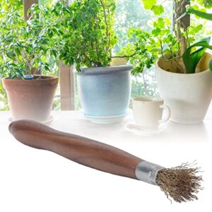 Wooden Handle Bonsai Cleaning Wire Brush, Rust Proof Garden Pot Cleaning Tools Gardening Supplies