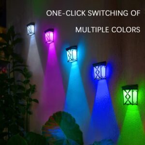 Solar Fence Lights with Warm White and Color Light, 6 Pack Color Glow Light for Fence IP65Waterproof Solar Outdoor Lights for Fence Outside Solar Deck Light for Wall Deck, Step, Yard, Garden