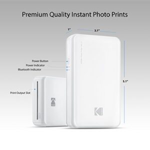 Zink Kodak Mini 2 HD Wireless Portable Mobile Instant Photo Printer, Print Social Media Photos, Premium Quality Full Color Prints – Compatible w/iOS & Android Devices (White)