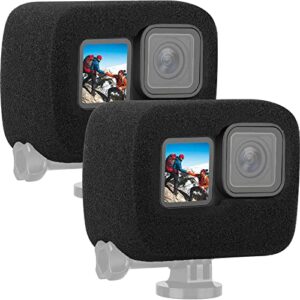 2pack windslayer cover compatible with gopro hero 10 hero 9 hero 11 windscreen wind muff foam housing frame case for noise reduction,sponge video muffler windproof case accessories for audio recording