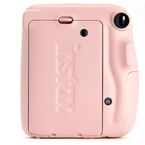 Fujifilm Instax Mini 11 Instant Camera - Blush Pink (16654774) + Fujifilm Instax Mini Twin Pack Instant Film (16437396) + Single Pack Rainbow Film + Case + Travel Stickers