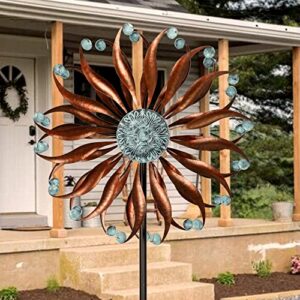 winwindspinner, metal wind spinners for yard garden – outdoor garden wind spinner for lawn ornament, windmills for the yard garden patio lawn (retro flower)