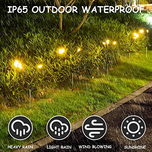 Solar Powered Firefly Lights, valktech Solar Garden Lights, Pentagram Starburst Swaying Solar Firefly Lights,Waterproof Landscape Outdoor Decorative Light for Garden Patio Path Lawn,Warm White(6 Pack)