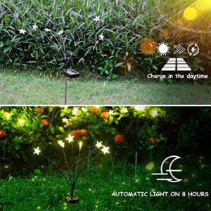 Solar Powered Firefly Lights, valktech Solar Garden Lights, Pentagram Starburst Swaying Solar Firefly Lights,Waterproof Landscape Outdoor Decorative Light for Garden Patio Path Lawn,Warm White(6 Pack)