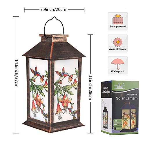 EXCMARK 10 Pathway Lights&1 Hummingbird Lantern. Solar Lights Outdoor Decorative, Solar Pathway Lights Outdoor for Garden Yard Walkway Sidewalk Driveway.