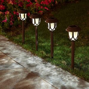 EXCMARK 10 Pathway Lights&1 Hummingbird Lantern. Solar Lights Outdoor Decorative, Solar Pathway Lights Outdoor for Garden Yard Walkway Sidewalk Driveway.