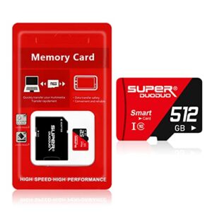 Memory Card 512GB Micro SD Card 512GB with SD Card Adapter TF Card 512GB Class 10 High Speed Transfer Card for Dash Cams,Action Camera,Surveillance,Security Cams Micro Memory SD Cards 512GB