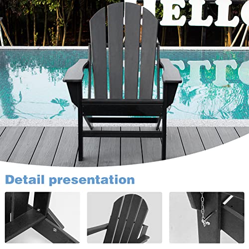 BIVODA Folding Adirondack Chair, Fire Pit Chairs, Outdoor HDPE Weather Resistant Adirondack Chair,Plastic Campfire Chair for Deck Backyard Patio Outdoor Poolside Porch Lawn Outside
