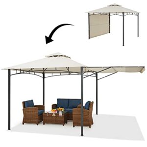 avawing 10×10 ft gazebos for patios, large 2-tier outdoor garden canopy tent with ventilation and adjustable half awnings for party, backyard