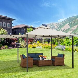 AVAWING 10x10 FT Gazebos for Patios, Large 2-Tier Outdoor Garden Canopy Tent with Ventilation and Adjustable Half Awnings for Party, Backyard