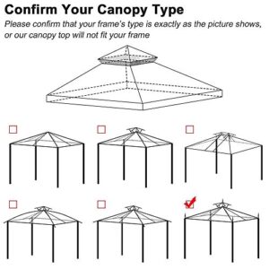 10x10 Ft Waterproof 2-tier Gazebo Canopy Top Replacement Beige Outdoor Garden Structures Yard Patio Cover w/ Mosquito Netting & 16 Grommets for Durable UV Blocking