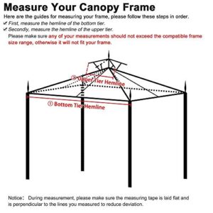 10x10 Ft Waterproof 2-tier Gazebo Canopy Top Replacement Beige Outdoor Garden Structures Yard Patio Cover w/ Mosquito Netting & 16 Grommets for Durable UV Blocking