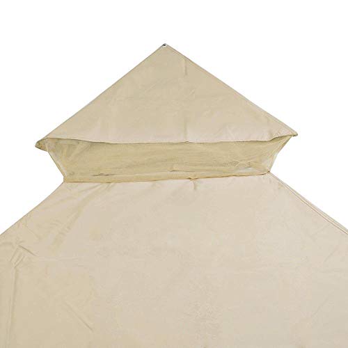 10x10 Ft Waterproof 2-tier Gazebo Canopy Top Replacement Beige Outdoor Garden Structures Yard Patio Cover w/ Mosquito Netting & 16 Grommets for Durable UV Blocking