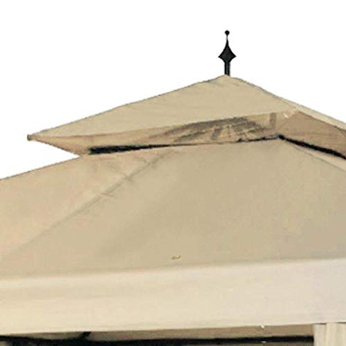 10x10 Ft Waterproof 2-tier Gazebo Canopy Top Replacement Beige Outdoor Garden Structures Yard Patio Cover w/ Mosquito Netting & 16 Grommets for Durable UV Blocking