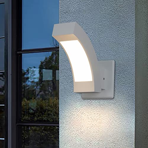 Inowel Wall Light Outdoor LED Wall Mount Lamp White Modern Wall Sconce Exterior Lighting Lantern Fixture for Porch Front Door Garden Yard Patio IP54 Waterproof 7.5W 600Lm 3000K