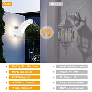 Inowel Wall Light Outdoor LED Wall Mount Lamp White Modern Wall Sconce Exterior Lighting Lantern Fixture for Porch Front Door Garden Yard Patio IP54 Waterproof 7.5W 600Lm 3000K