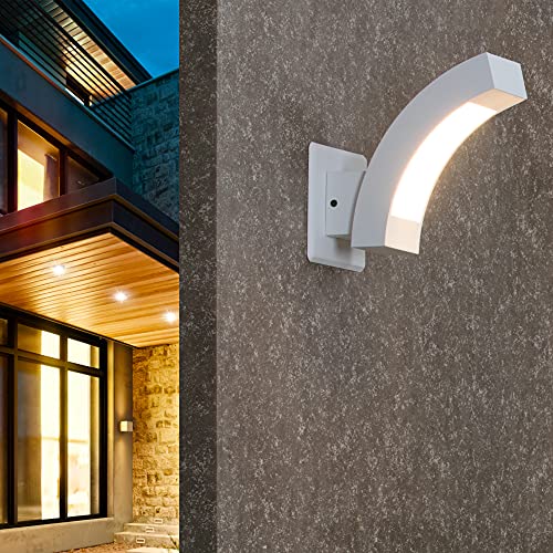 Inowel Wall Light Outdoor LED Wall Mount Lamp White Modern Wall Sconce Exterior Lighting Lantern Fixture for Porch Front Door Garden Yard Patio IP54 Waterproof 7.5W 600Lm 3000K