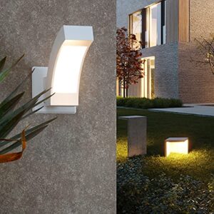 Inowel Wall Light Outdoor LED Wall Mount Lamp White Modern Wall Sconce Exterior Lighting Lantern Fixture for Porch Front Door Garden Yard Patio IP54 Waterproof 7.5W 600Lm 3000K