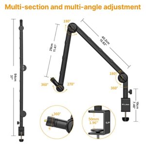 VIJIM LS25 Camera Desk Mount, Flexible Overhead Webcam Stand with Boom Arm, Table C-Clamp Suitable for Photography Videography Live Stream