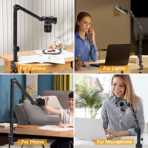 VIJIM LS25 Camera Desk Mount, Flexible Overhead Webcam Stand with Boom Arm, Table C-Clamp Suitable for Photography Videography Live Stream