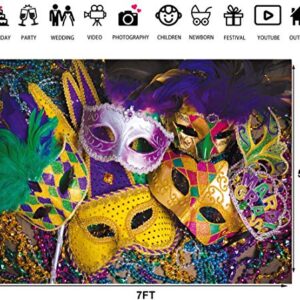 LTLYH 7X5ft Venetian Mardi Gras Backdrop Carnival Masquerade Photography Backgrounds Mask Colorful Backdrop Party Decoration Banner Studio Props 128…