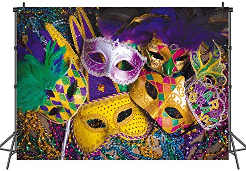 LTLYH 7X5ft Venetian Mardi Gras Backdrop Carnival Masquerade Photography Backgrounds Mask Colorful Backdrop Party Decoration Banner Studio Props 128…