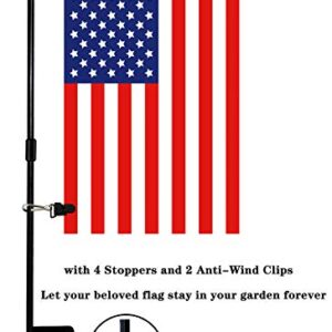 Garden Flag Stand Premium Garden Flag Pole Holder for All Seasons Yard Flags Metal Powder-Coated Weather-Proof Paint with 4 Stoppers and 2 Anti-Wind Clips 2 Pack