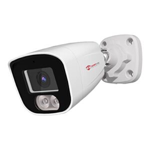 anpviz 4mp poe ip bullet camera with microphone/audio, ip security camera outdoor indoor, night vision 65ft, waterproof ip66, 108° wide angle 2.8mm lens, 24/7 recording